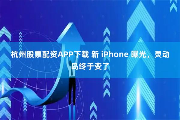 杭州股票配资APP下载 新 iPhone 曝光，灵动岛终于变了